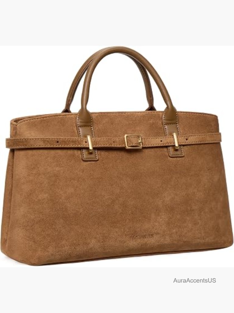 Structured Vegan Leather Satchel Tote Bag With Removable Strap